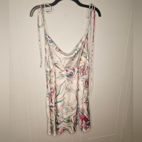 Princess Polly Cherish Mini Multi Swirl Tie Strap Cowl Neck  Slip Dress Sz 2 NWT - Picture 8 of 16